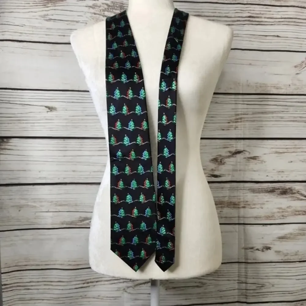Holidays Christmas Tree Handmade Tie Office Party Silk Christmas